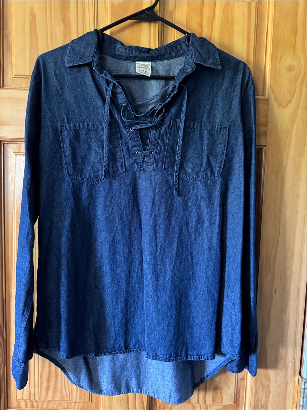 Faded Glory Navy Blue Lace-Up Denim Tunic
